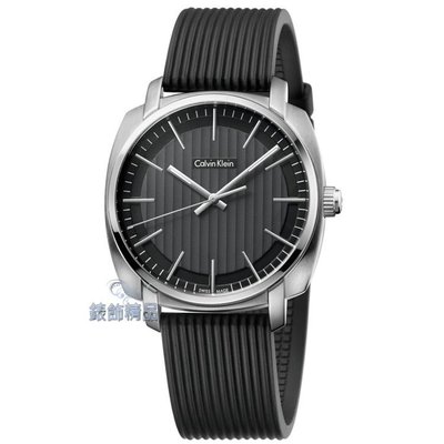 【錶飾精品】CK手錶 K5M311D1 平行系列 銀框黑面橡膠錶帶男錶 全新原廠正品