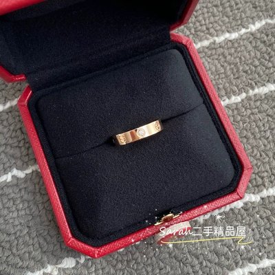 流當奢品 Cartier卡地亞 LOVE系列 玫瑰金單鑽 戒指 窄版 結婚對戒 鑲嵌1顆鉆石 B4050700