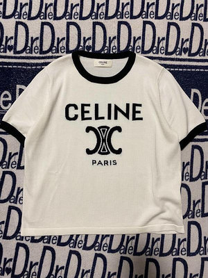 自用閒置正品Celine賽琳女士針織短袖T恤，寬松版型，一般