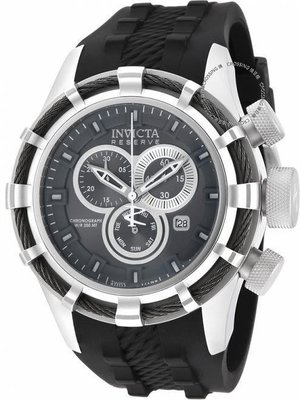 【換日線】Invicta 15783 Rare Bolt 瑞士計時碼表灰色錶盤黑色保利男士手錶