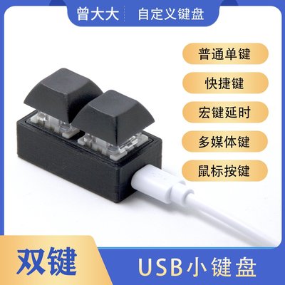 【廠家現貨直發】USB小鍵盤  雙鍵 2鍵 音游鍵盤 復制粘貼鍵機械自定義快捷鍵 迷你超夯 精品