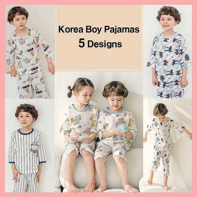 [韓國 TTASOM] 2-15 歲 100% 純棉 男孩 夏季 七分袖睡衣 睡衣套裝 兒童睡衣 兒童居家服