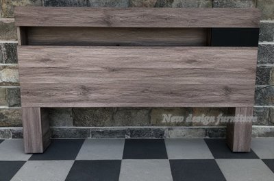 【N D Furniture】台南在地家具-木心板刷色灰橡色LED燈5尺雙人床頭片WB/BS
