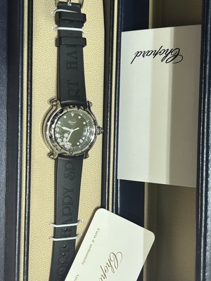 蕭邦 CHOPARD 新款快樂鑽 黑色珍珠母貝面盤 錶徑38mm   9.2成新  便宜價$93800元割愛⋯
