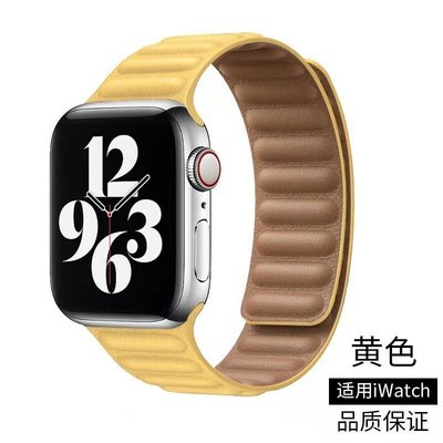 現貨熱銷-2021新品適用于蘋果手表表帶AppleWatch皮制磁鐵表帶 iWatch6回環