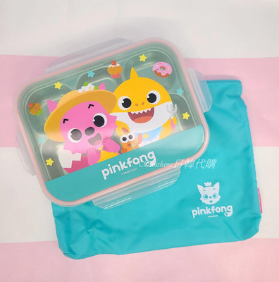 現貨 韓國製 PINKFONG 碰碰狐 鯊魚寶寶 五格盤 餐盤 便當盤 便當盒 餐盒 便當袋 餐袋 不鏽鋼盤