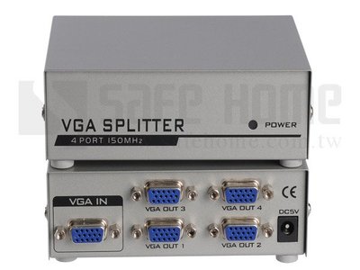 【Safehome】150MHz 1600X1280 VGA 螢幕分配器一組VGA輸入四組同時輸出 SVP104-150