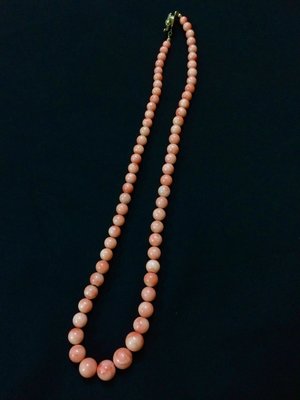 天然A貨-【海底珍貴寶石～台灣天然粉紅珊瑚圓珠塔狀型項鍊】