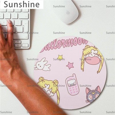 [Sunshine]滑鼠墊小號圓形簡約粉色美少女戰士可愛加厚鎖邊筆記本電腦膠墊