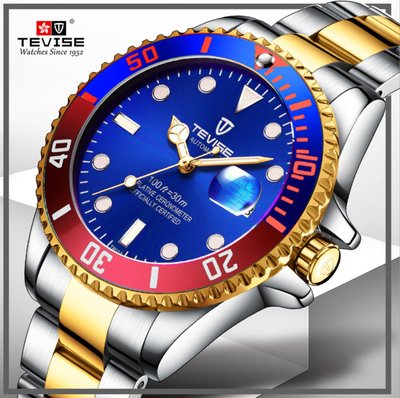 【潮裡潮氣】TEVISE特威斯爆款水鬼手錶全自動機械男士防水錶