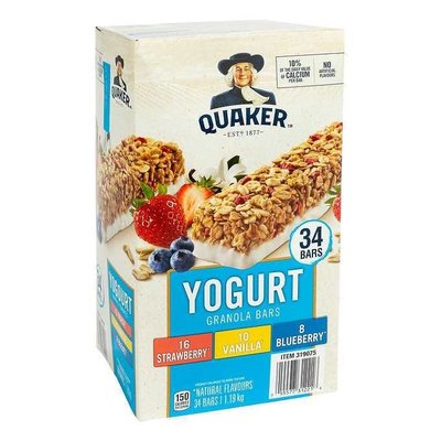 家庭號更划算// 預購最新鮮 桂格Quaker軟式優格燕麥棒 35g x 34條 綜合口味 早餐最適 麥片穀物