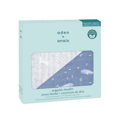 Aden & Anais有機棉舒適厚毯(ANADBO10004鯨生鯨世) 2144元