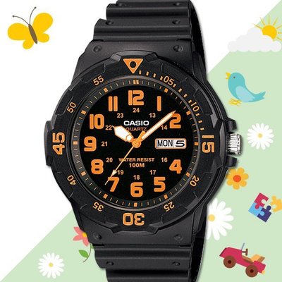 CASIO手錶專賣店 國隆 卡西歐 MRW-200H-4B 黑面橘字 防水100米 造型指針男錶