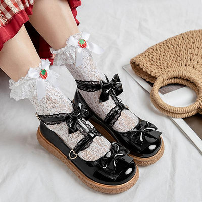 秋季學院lolita平跟厚底松糕大圓頭娃娃鞋jk漆皮黑色小皮鞋女單鞋