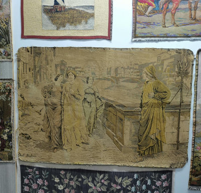 【二手】法國19世紀古董羊毛手工掛毯  地毯《時尚巴黎》帶巴黎識別 回流 配飾 擺件【佛緣閣】-761