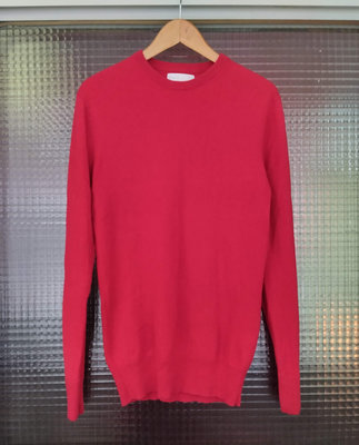 香港品牌 Grana 紅色 100% Cashmere 喀什米爾山羊絨柔軟保暖圓領長袖毛衣-男