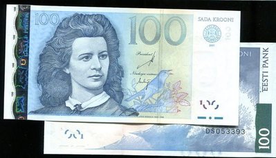 ESTONIA（愛沙尼亞紙幣），P88，100-KROON，2007，品相全新UNC 動物 鳥