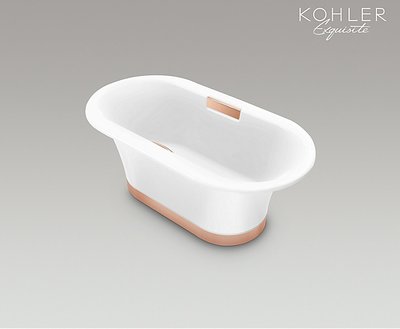 御舍精品衛浴*KOHLER Volute 玫瑰金 獨立式鑄鐵浴缸 (金屬裙邊 K-20379T-0