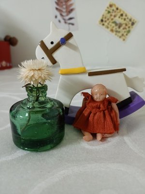 古董日本賽璐璐小娃娃小禮服公仔娃娃（745）