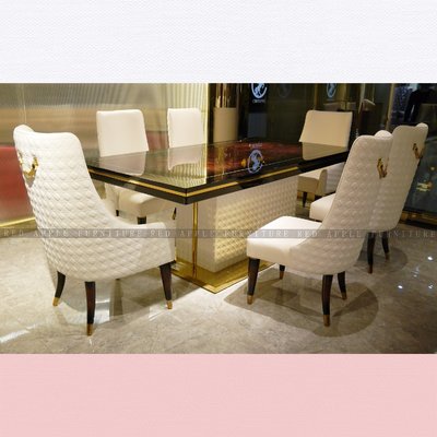 [紅蘋果傢俱] CT-018後現代餐廳系列 餐桌 餐椅 歐式 新古典 高檔 法式 不銹鋼輕奢