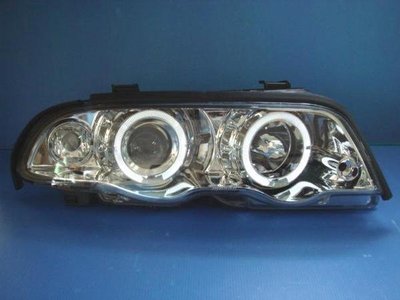 小亞車燈※全新 超亮 外銷款BMW E46 4門 一体成形 光圈 魚眼 大燈