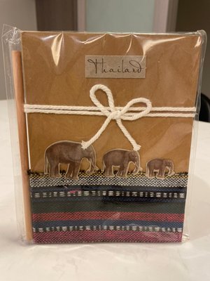 泰國手作圖騰筆記本 附鉛筆 未拆全新 可愛大象 編織布