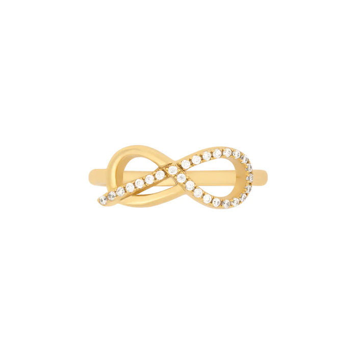 Wanderlust+Co 澳洲品牌 金色愛無限戒指 優雅鑲鑽戒指 Knot Pave