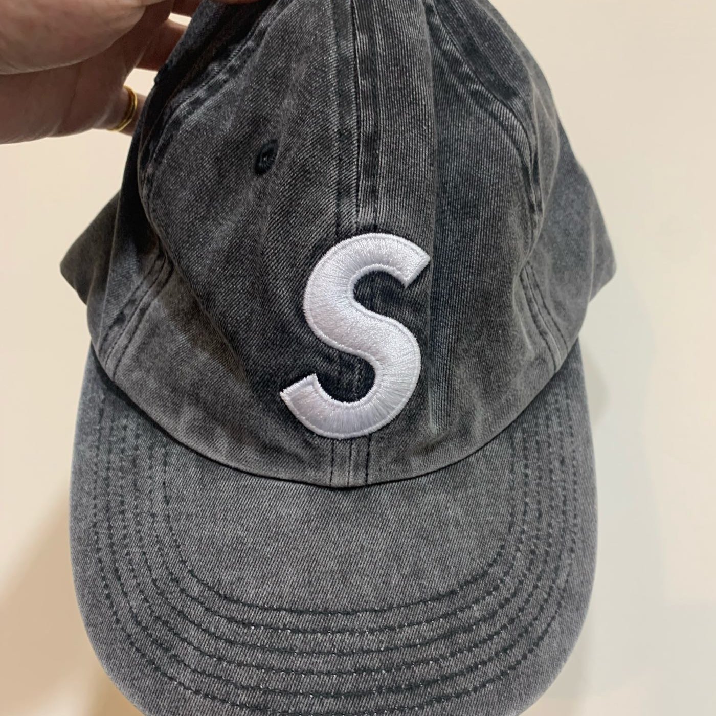 全新正品 Supreme Pigment Print S Logo 6-Panel 老帽 水洗 黑色 附 