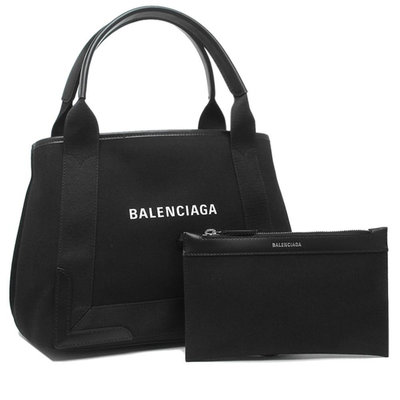 【Balenciaga 巴黎世家】專櫃新款 小款 NAVY CABAS帆布手提包二用包/子母包-(黑色)