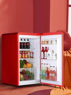 冰箱奧克斯復古冰箱迷你小型網紅高顏值家用雙門冰箱靜音節能冷藏冷凍~定金-有意請咨詢