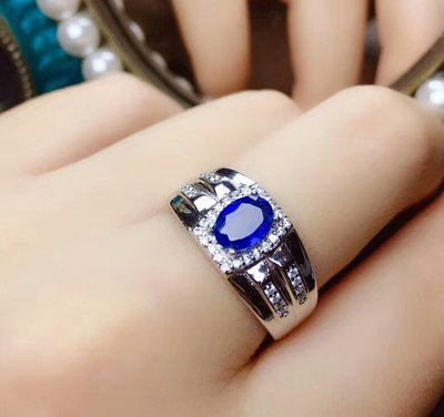 【藍寶石戒指】天然斯里蘭卡藍寶石戒指 男戒 皇家藍 璀璨經典風格