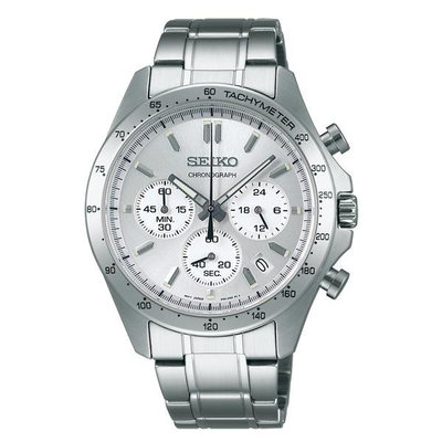 【金台鐘錶】SEIKO 精工 防水100米 不鏽鋼錶帶(附原廠盒) SBTR009 三眼計時男錶 (白面) 40mm