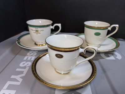 法國 Lancel蘭姿咖啡杯 浮雕描金 咖啡杯 紅茶杯 三套