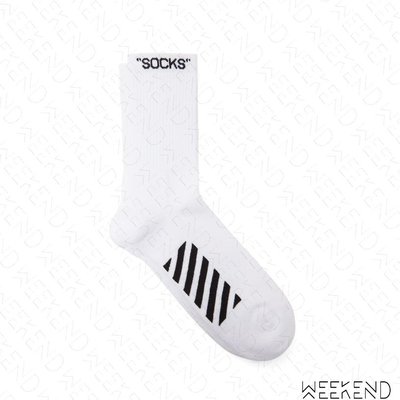 【WEEKEND】 OFF WHITE Quote Socks 襪子 白+黑色 19秋冬