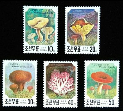 北韓郵票菇菌蘑菇郵票斜蓋傘蘑菇猴頭蘑葡萄蘑紅菇郵票1991年2月26日發行特價