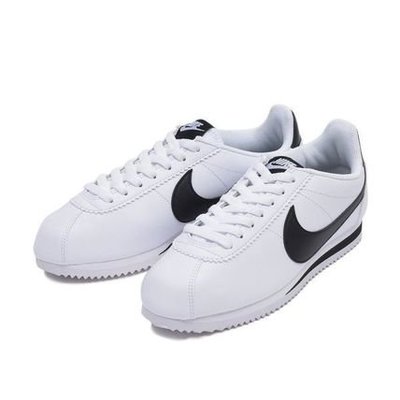 NIKE CLASSIC CORTEZ LEATHER 皮革 慢跑鞋 阿甘鞋 運動鞋 白底黑勾 休閒鞋 男女尺寸