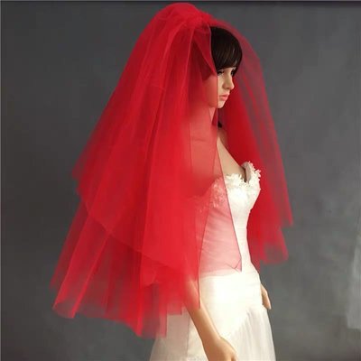 萬聖節頭紗紅色女鬼萬聖節服裝造型飾品頭飾裝扮鬼新娘婚紗
