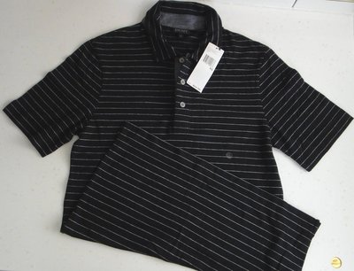 DKNY  黑色 純棉 短袖條紋  POLO衫  運動上衣 XS