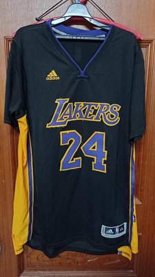 NBA洛杉磯湖人隊Kobe Bryant黑黃色短袖球衣XXL號