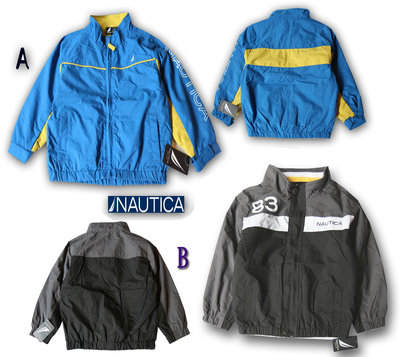 全新美國正品NAUTICA灰黑、藍黃色防潑水輕便保暖外套，1-2歲穿，特價388元