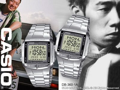 CASIO 手錶專賣店 卡西歐 DB-360-1A 電話記憶 頭文字D陳小春復古款(另DB-360G)開發票_保固ㄧ年