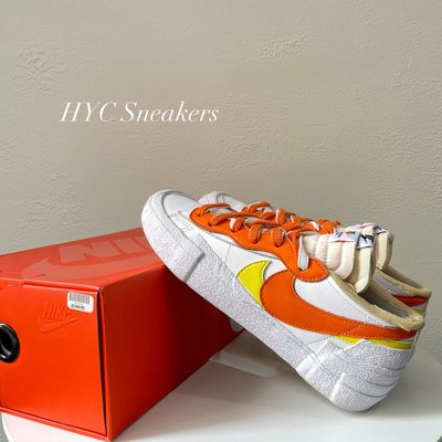 [HYC] SACAI × NIKE BLAZER LOW ORANGE 聯名白橘解構 25CM DD1877-100