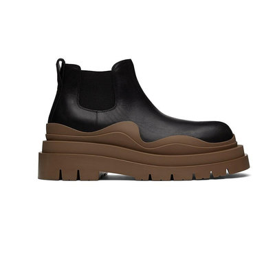 [全新真品代購-SALE!] BOTTEGA VENETA 撞色設計 黑色皮革 靴子 / 切爾西靴 (BV)