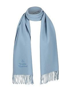 現貨 正品 Vivienne Westwood logo 超美 天空藍 100%羊毛 圍巾
