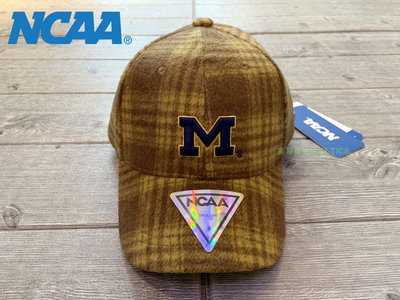 塞爾提克~NCAA 美國大學籃球 格紋 老帽 帽子 毛尼材質 立體電繡M 可調式 密西根大學