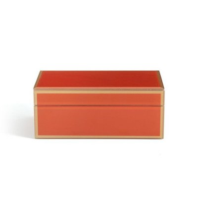 New 法國進口 典雅 珊瑚色 玻璃漆 鏡面 盒子 裝飾 收納盒 珠寶盒