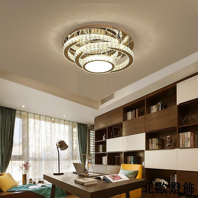 臥室燈 簡約現代水晶燈創意個性led溫馨浪漫北歐房間圓形書房燈具