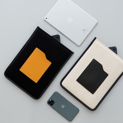 ❅PAVEE❅韓國Funnymade~ Pocket IPAD Pouch 11吋 帆布x皮革 平板包 筆電包 電腦包
