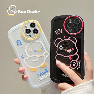 cilleの屋 透黑 奔跑熊可愛卡通立體潮流新款蘋果手機殼i Case Cover For iphone14promax X i