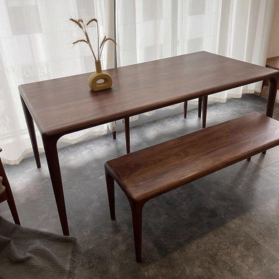 黑胡桃實木餐桌椅組合現代簡約餐桌家用小戶型長方形桌子